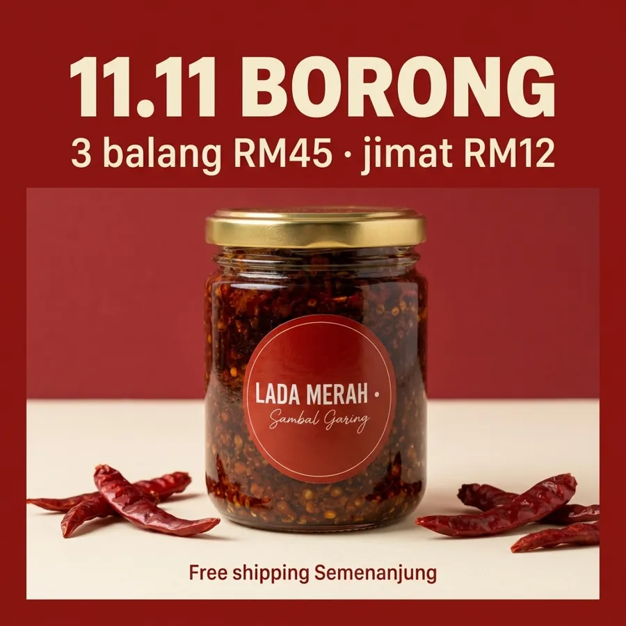 11.11 Borong poster for the Lada Merah sambal jar
